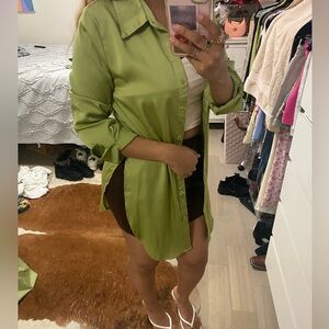 Green button down shirt
